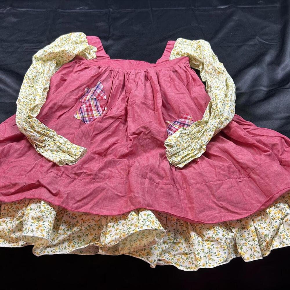 Weissman GIRLS Pink &Yellow Dance Costume with Flowered Sleeves & Bottom Size IC